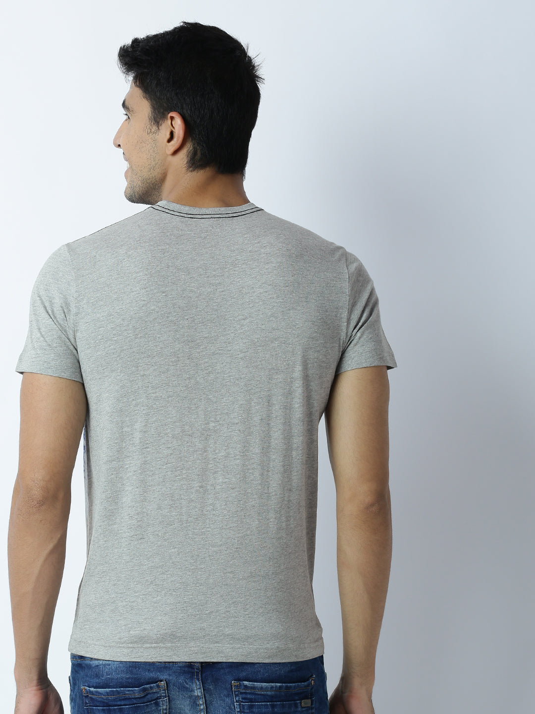 Buy Solids: Denim Blue (Pocket) Men Relaxed Fit T-shirt Online